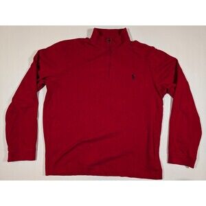 Polo Ralph Lauren  1/4 Zip Pullover Shirt Mens XL Red Vintage 100% Pima Cotton